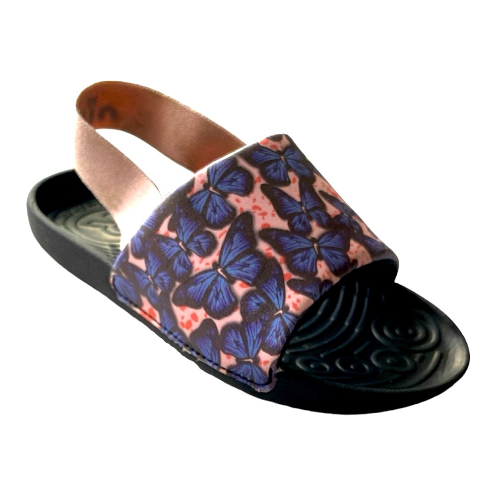 NIKE Kawa Slide Sandals Butterfly Pink Blue Slip On Strap